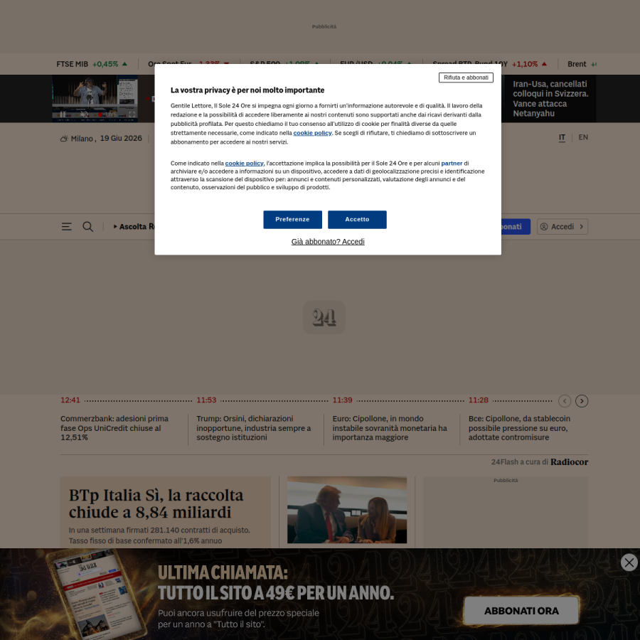 ilsole24ore.com homepage screenshot