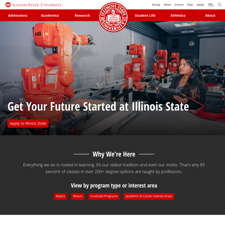 ilstu.edu homepage screenshot