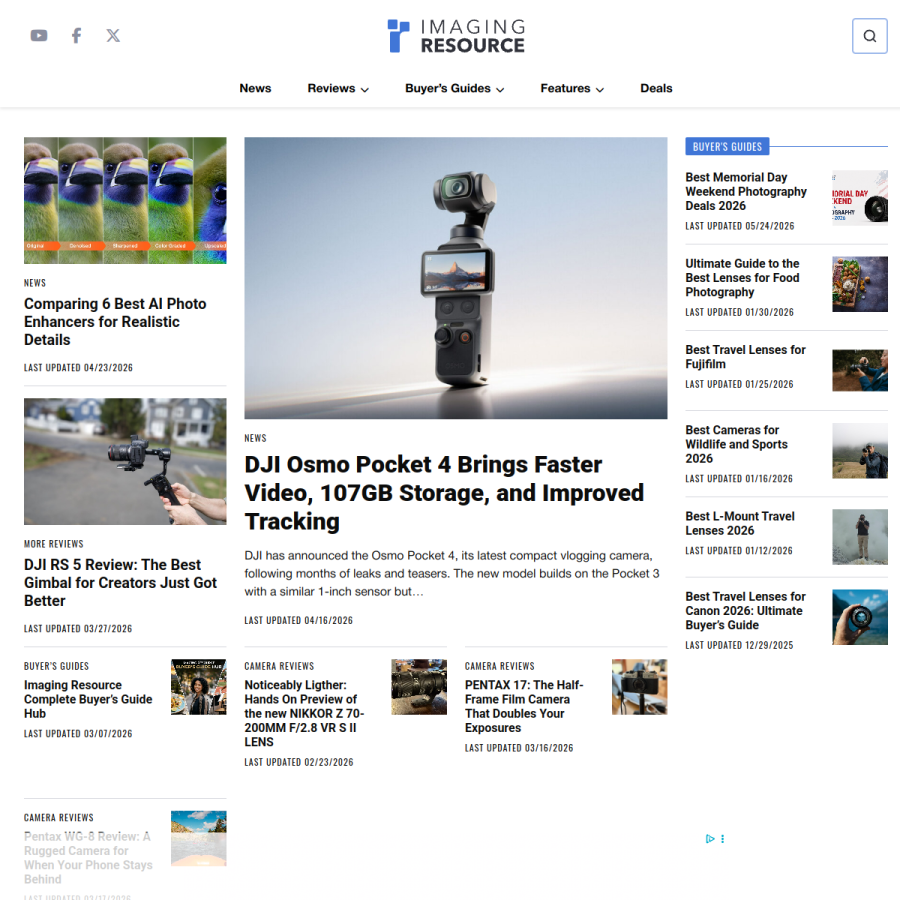 imaging-resource.com homepage screenshot