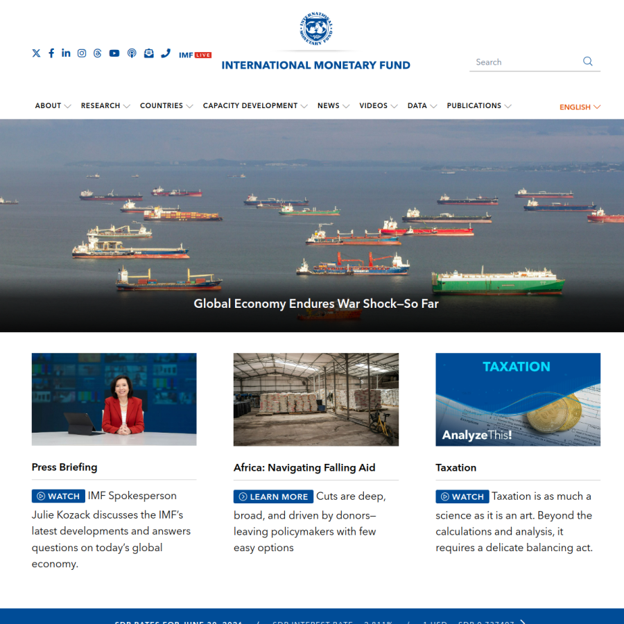 imf.org homepage screenshot