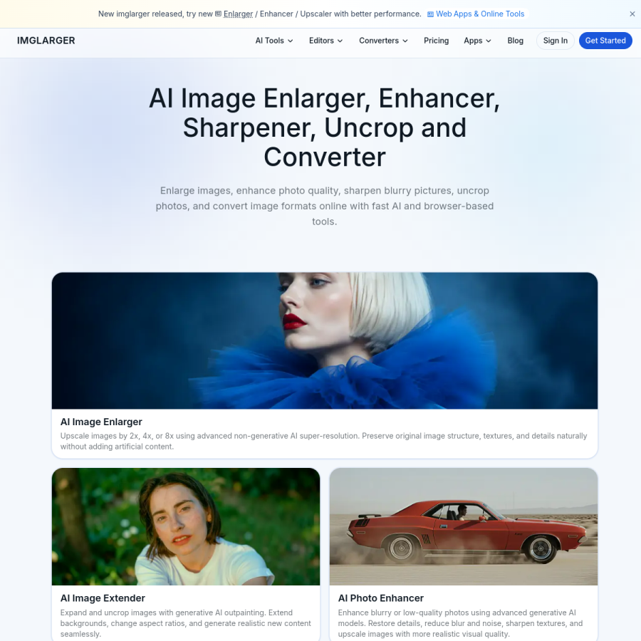 imglarger.com homepage screenshot