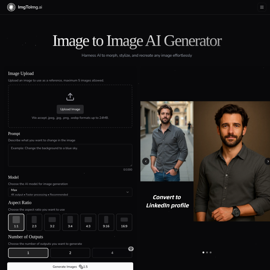 imgtoimg.ai homepage screenshot