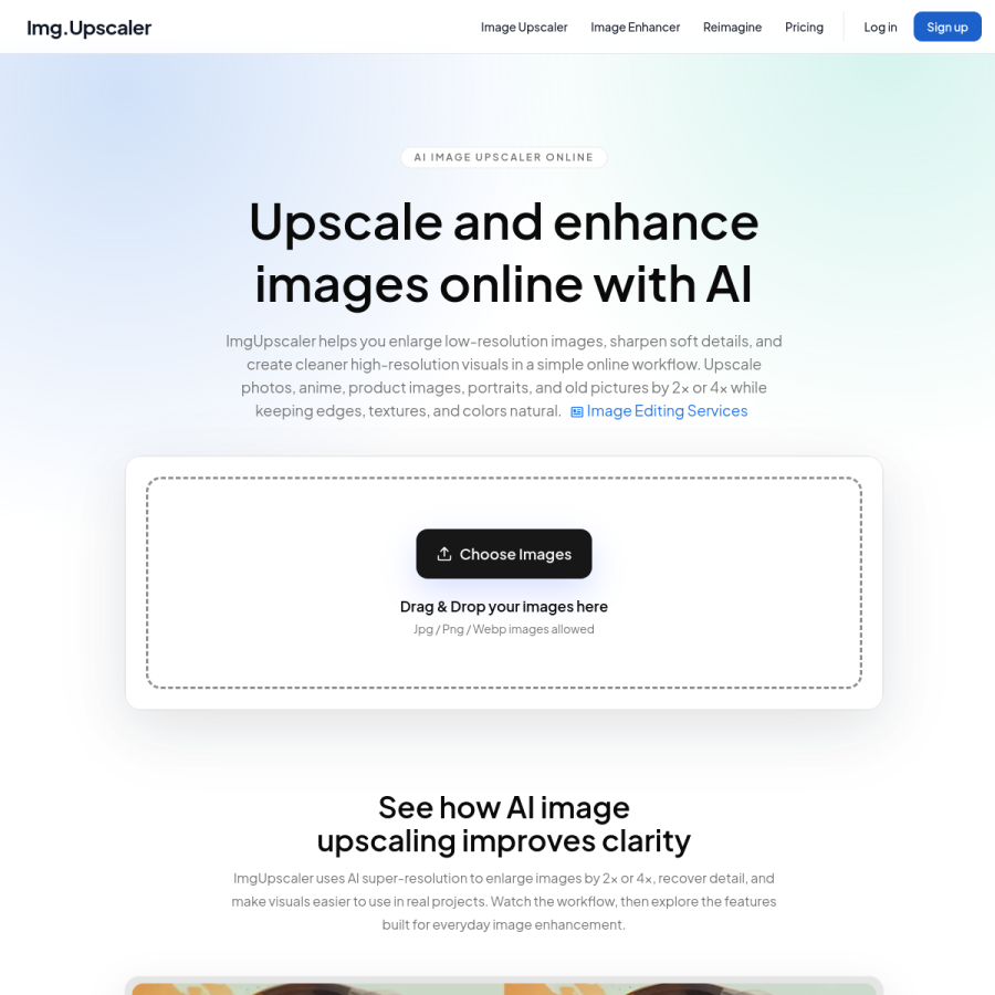 imgupscaler.com homepage screenshot