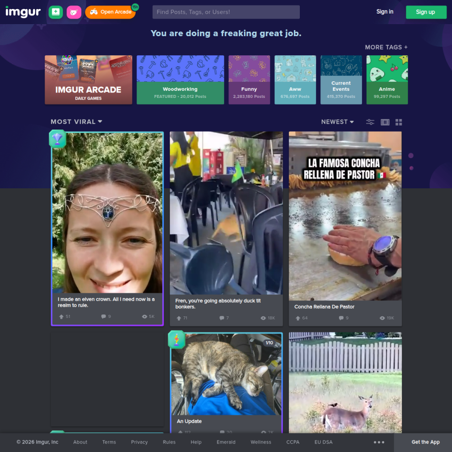 imgur.com homepage screenshot