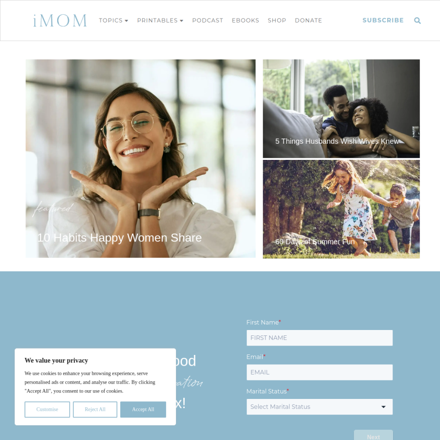 imom.com homepage screenshot