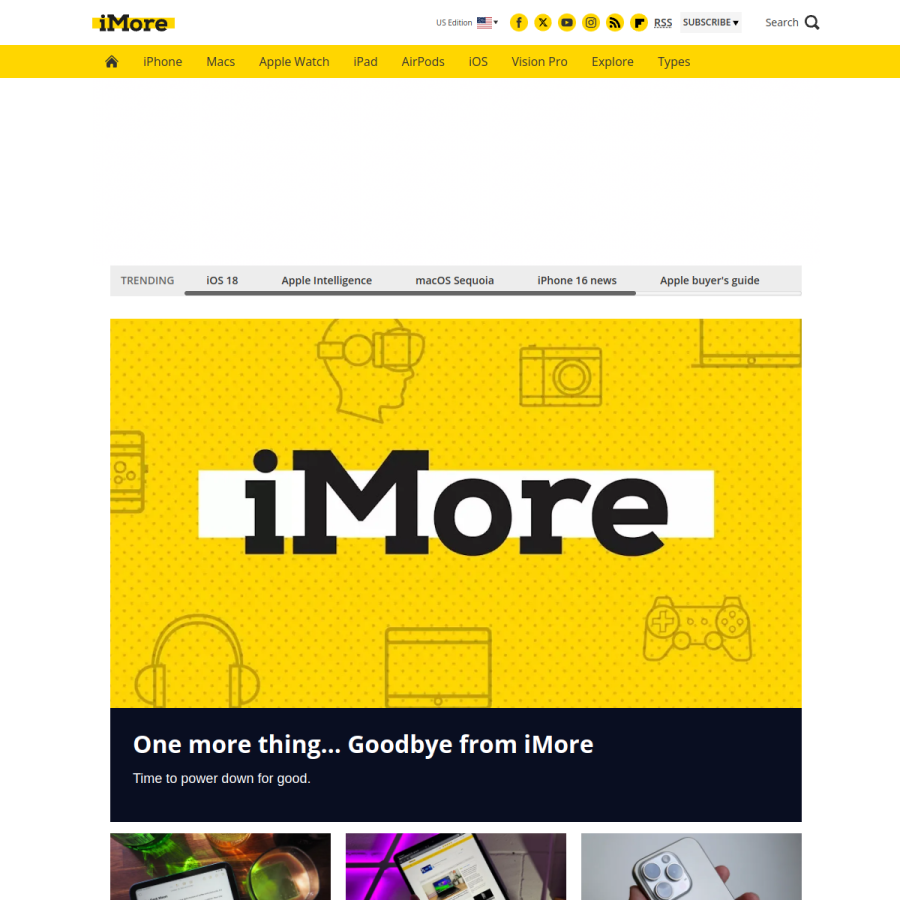 imore.com homepage screenshot