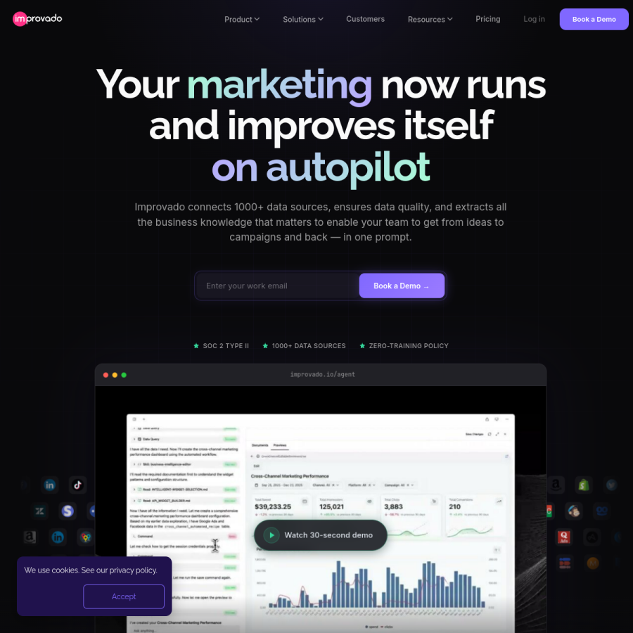 improvado.io homepage screenshot