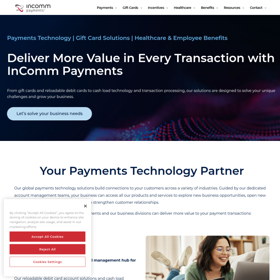 incomm.com homepage screenshot