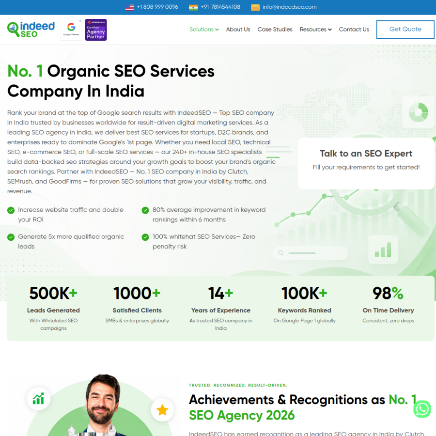indeedseo.com homepage screenshot
