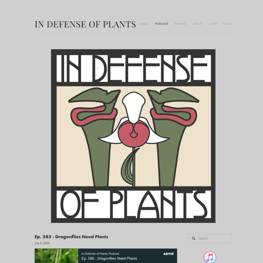 indefenseofplants.com homepage screenshot