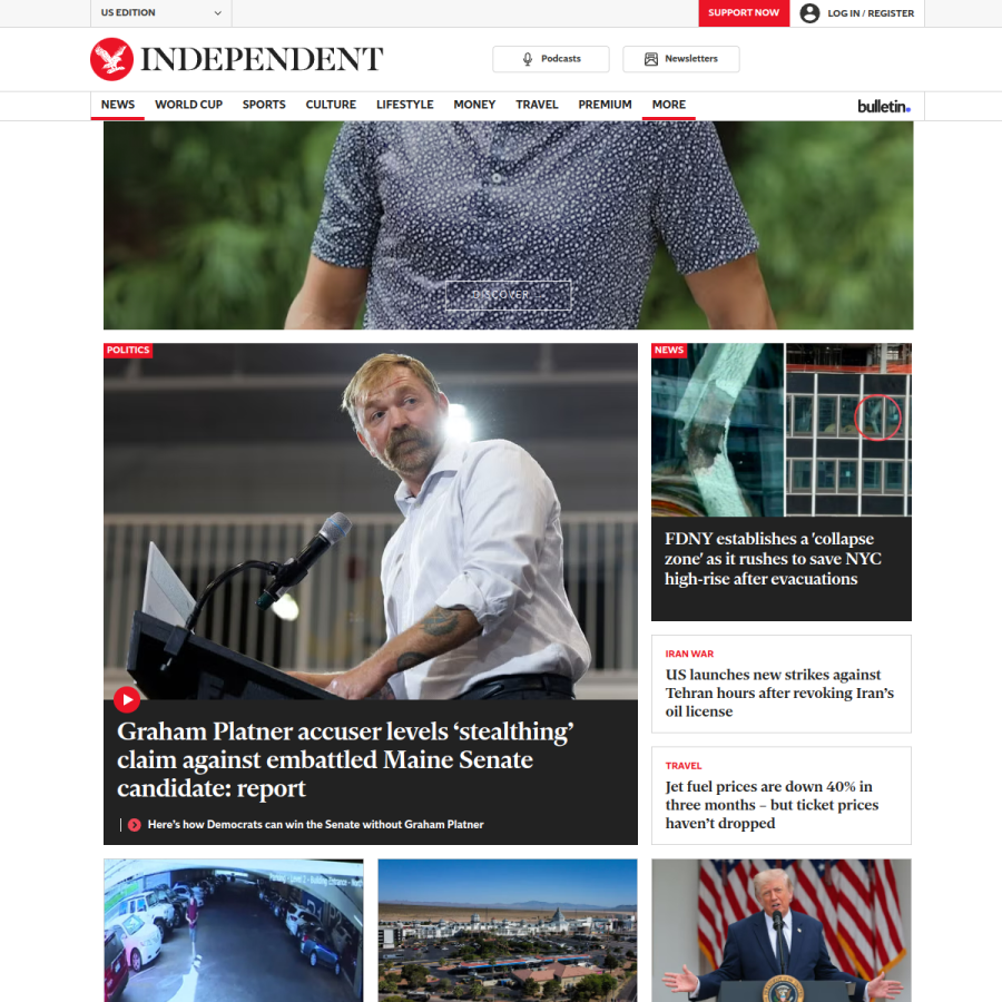 independent.co.uk homepage screenshot