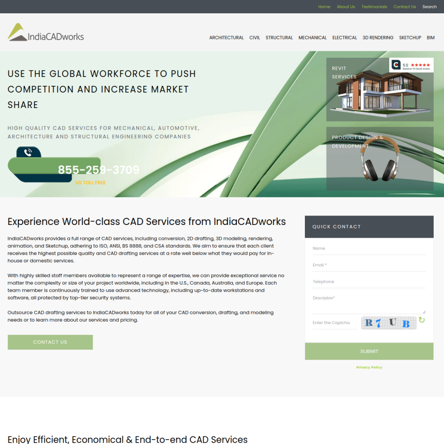 indiacadworks.com homepage screenshot