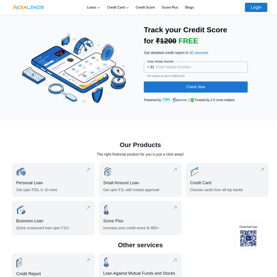indialends.com homepage screenshot