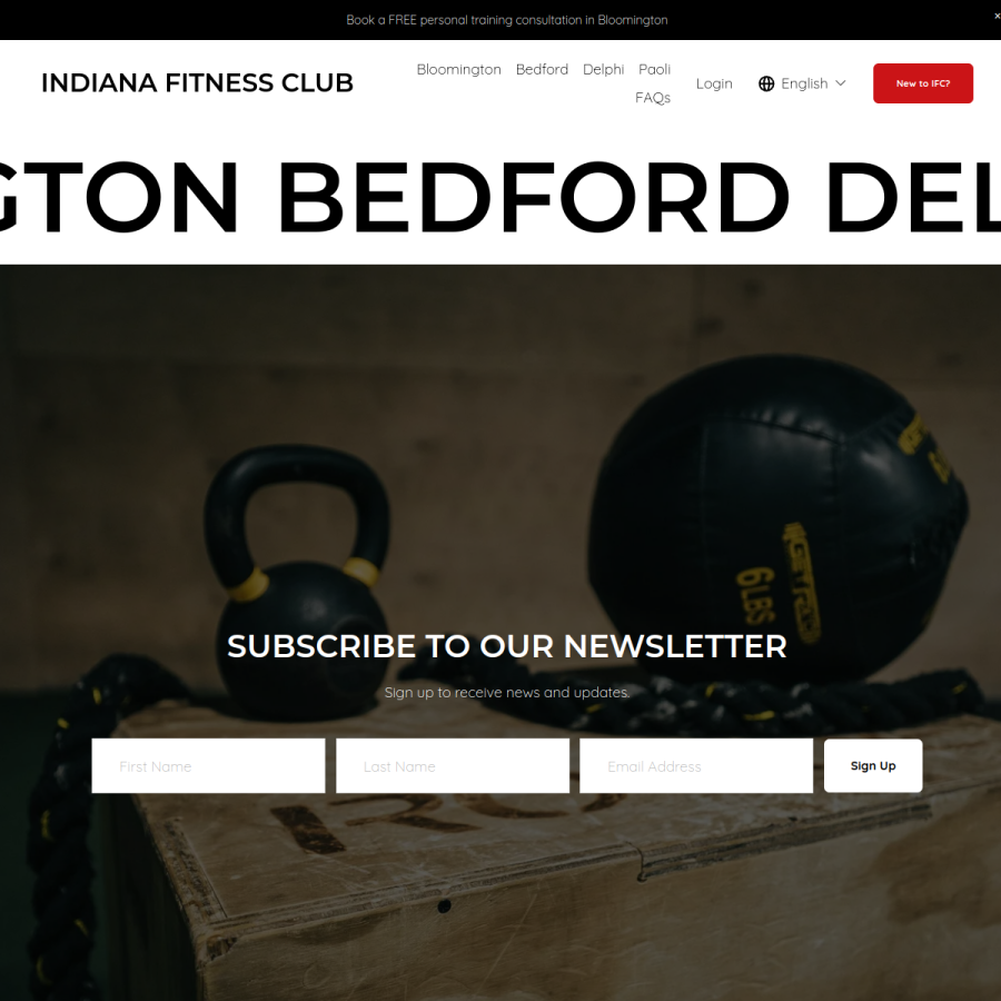 indianafitnessclubs.com homepage screenshot