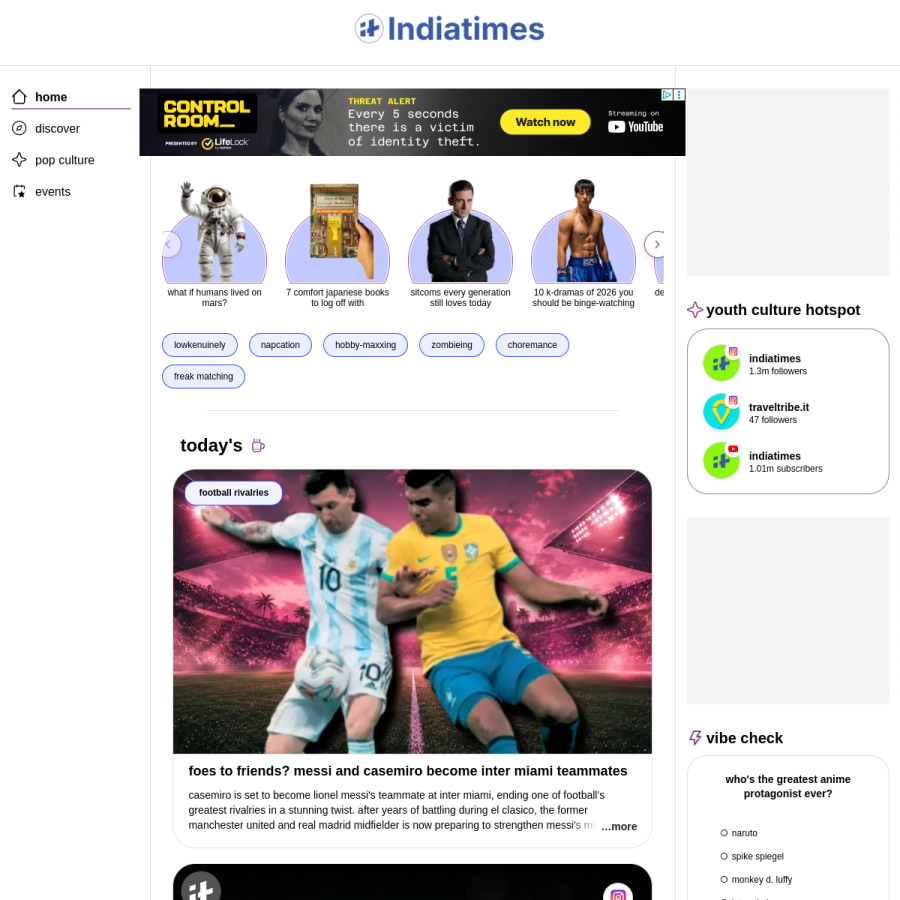 indiatimes.com homepage screenshot