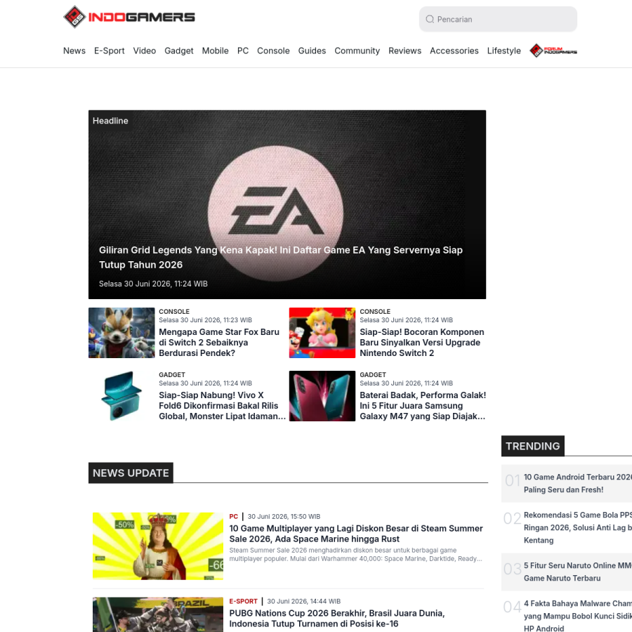 indogamers.com homepage screenshot