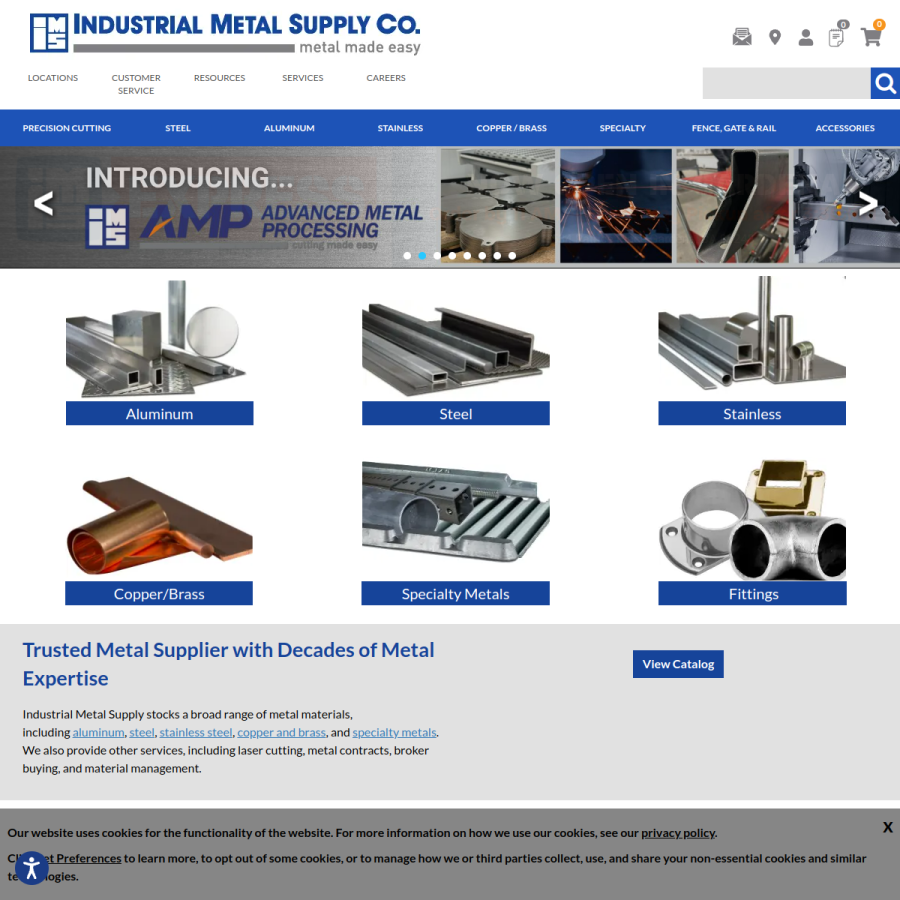 industrialmetalsupply.com homepage screenshot