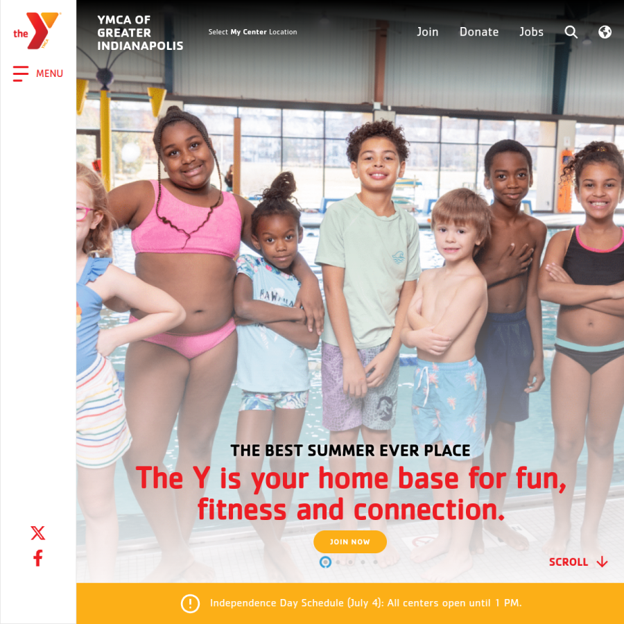 indymca.org homepage screenshot