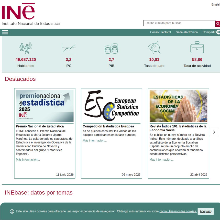 ine.es homepage screenshot