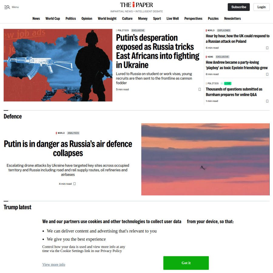 inews.co.uk homepage screenshot