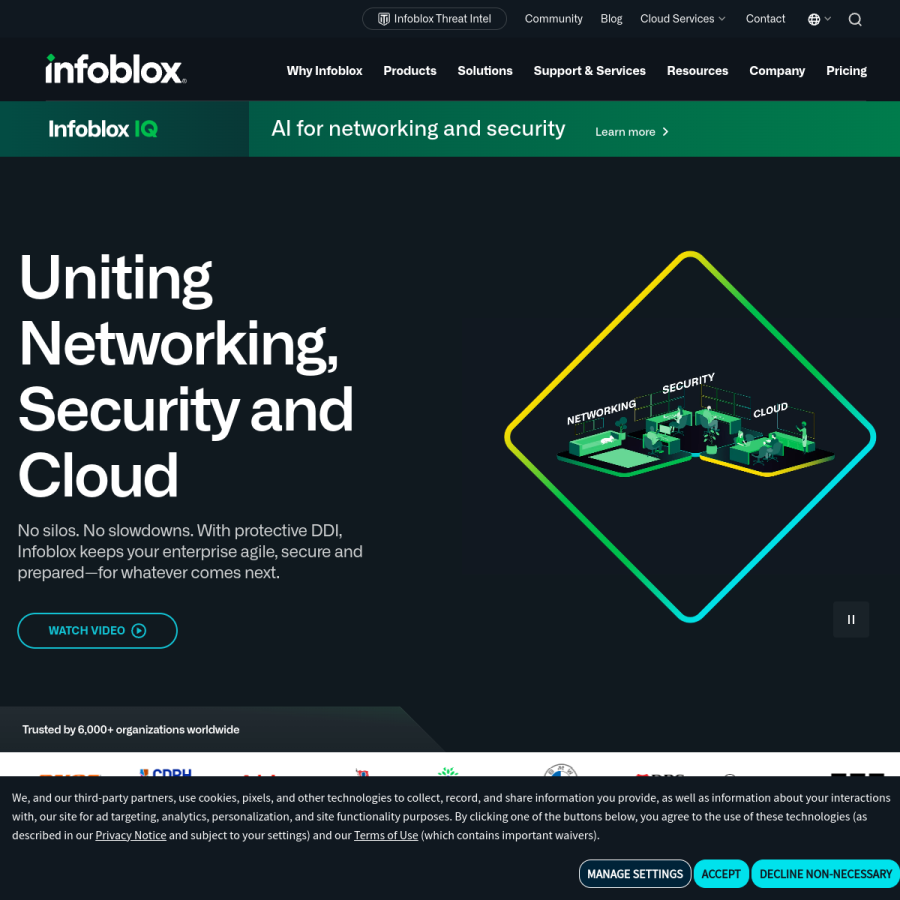 infoblox.com homepage screenshot