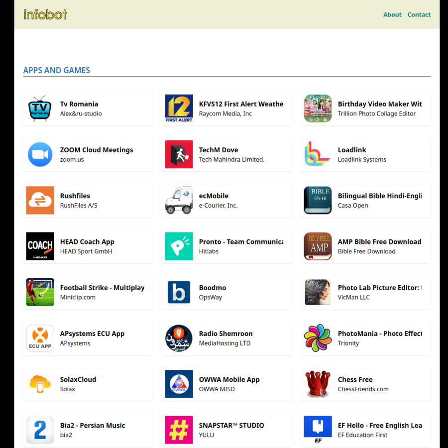 infobot.org homepage screenshot