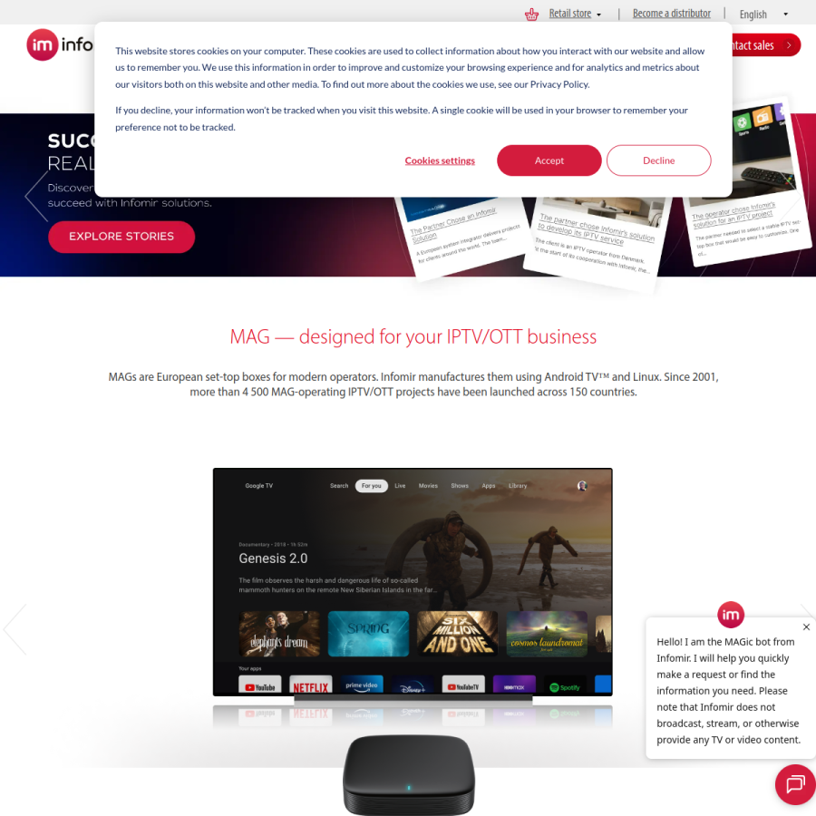 infomir.eu homepage screenshot
