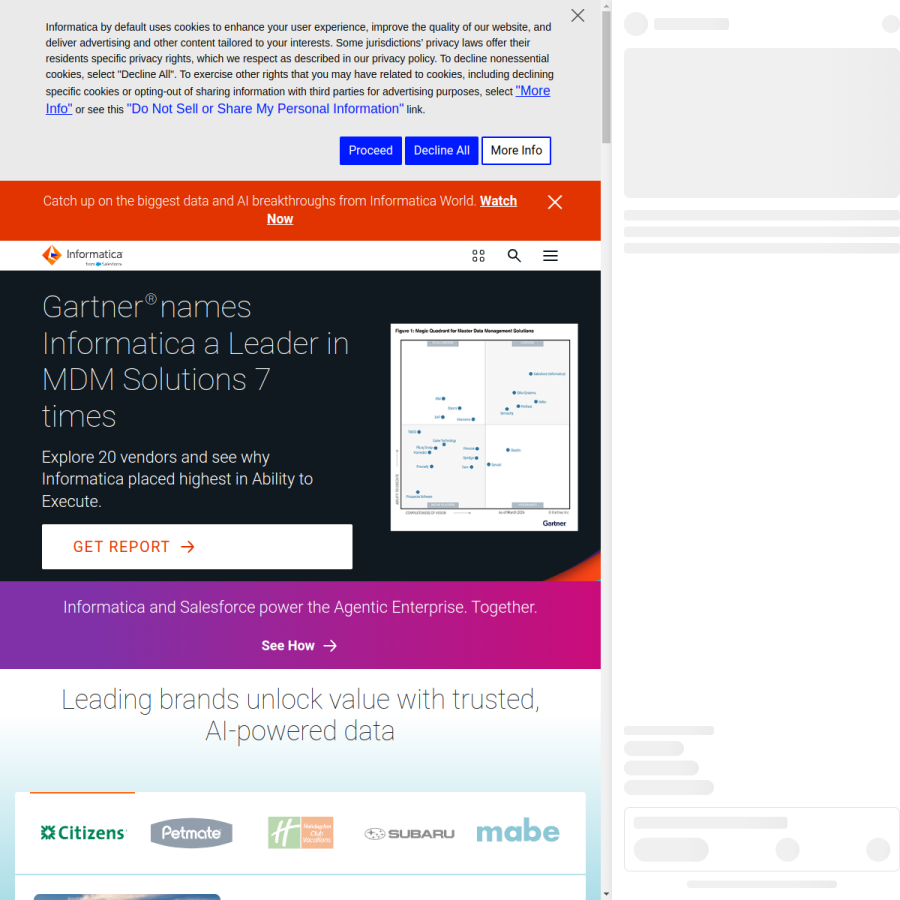informatica.com homepage screenshot