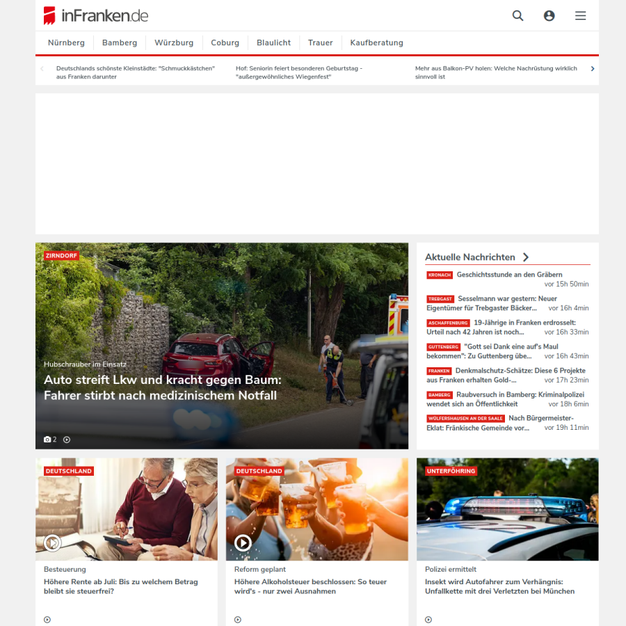 infranken.de homepage screenshot