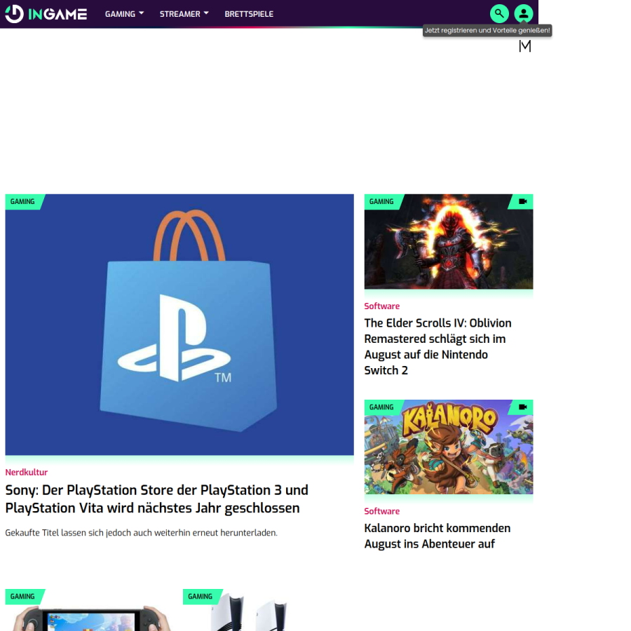 ingame.de homepage screenshot