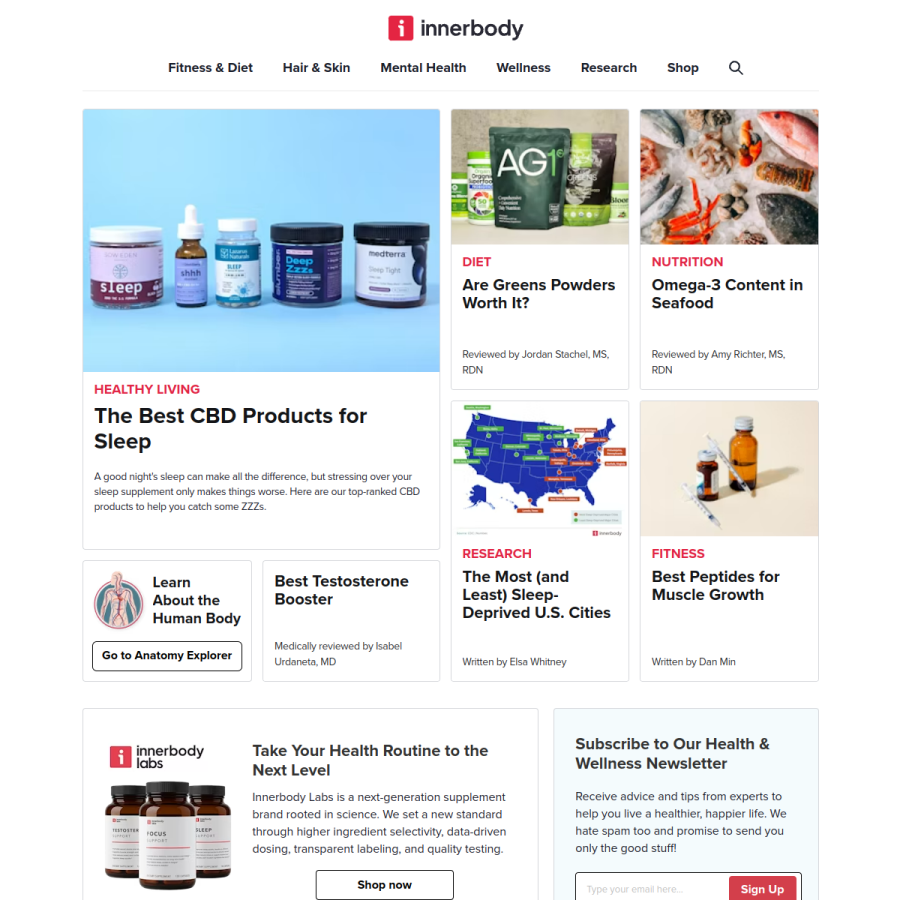 innerbody.com homepage screenshot