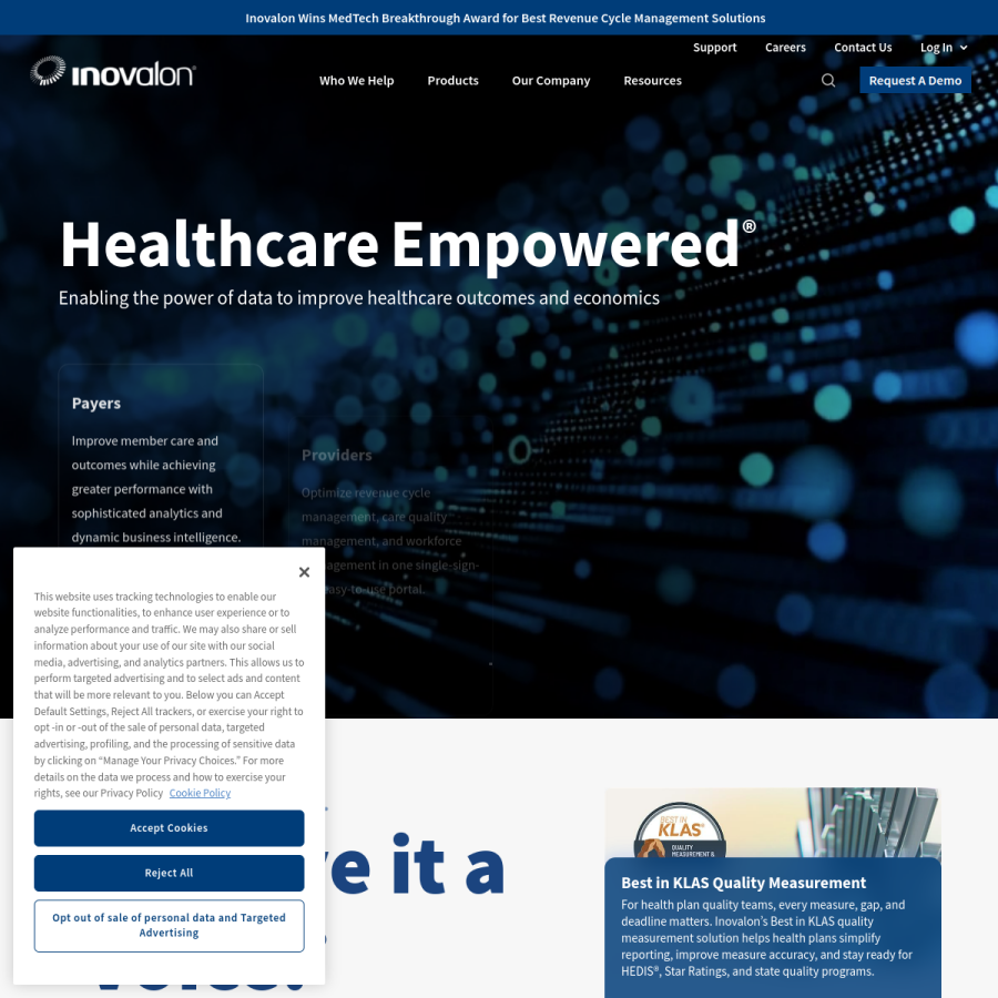 inovalon.com homepage screenshot