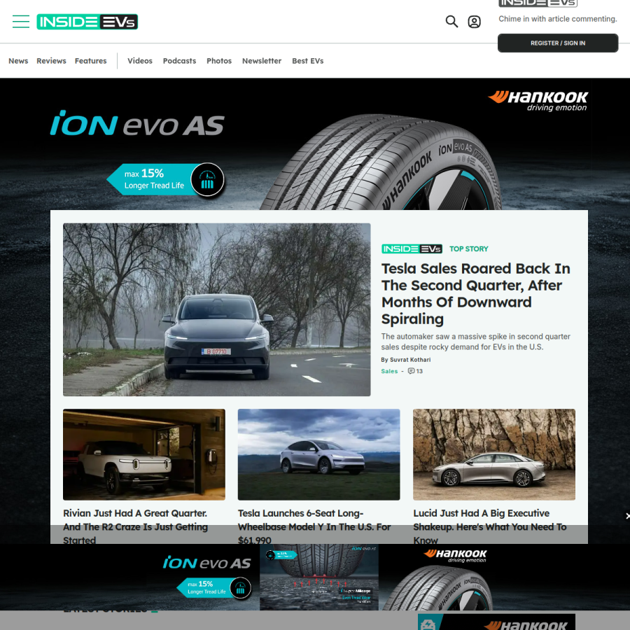 insideevs.com homepage screenshot
