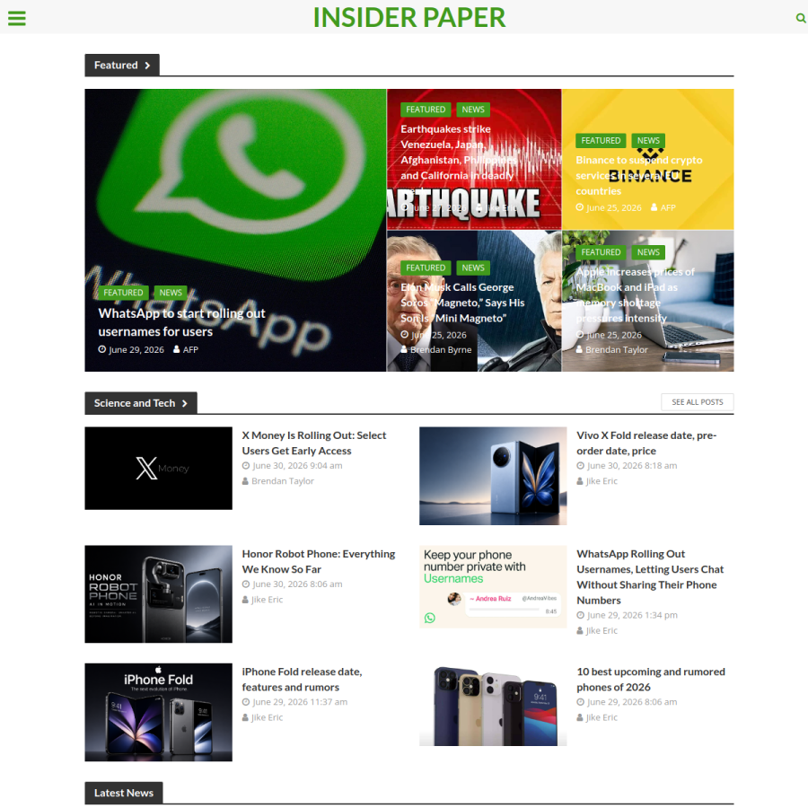 insiderpaper.com homepage screenshot