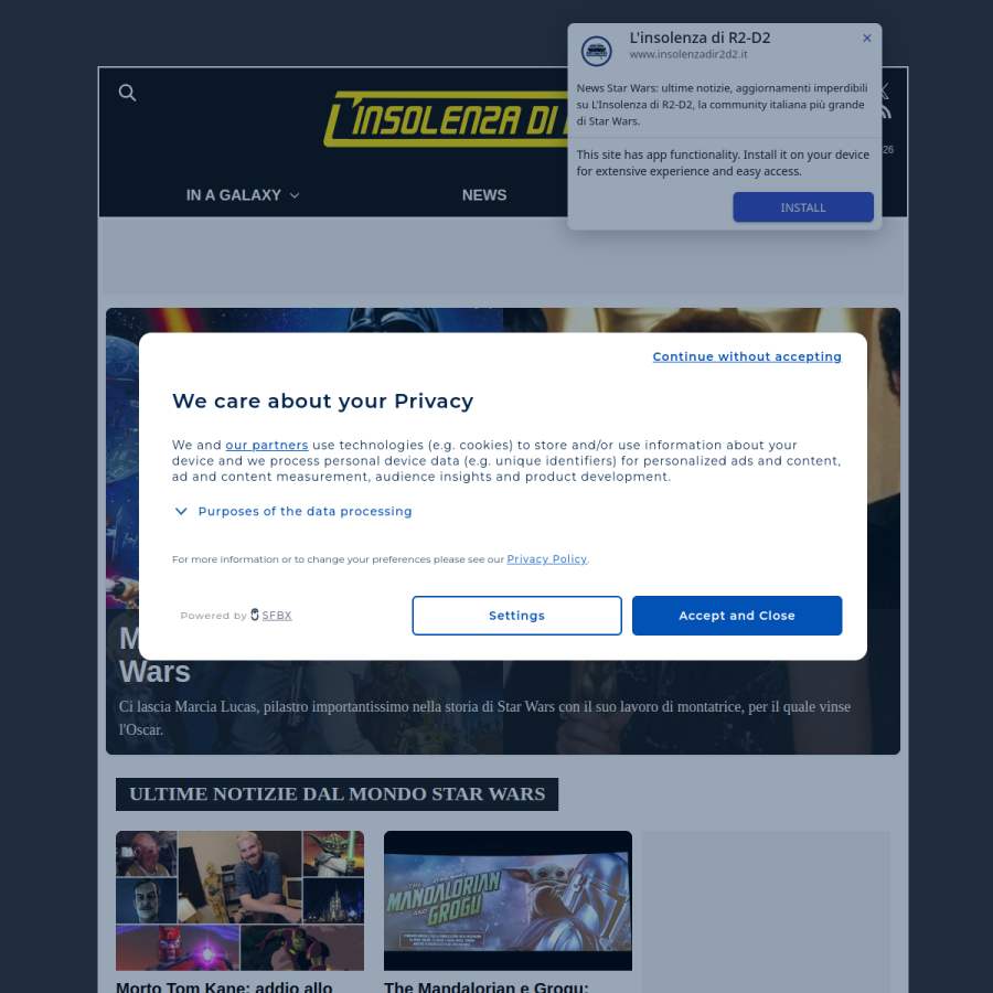 insolenzadir2d2.it homepage screenshot