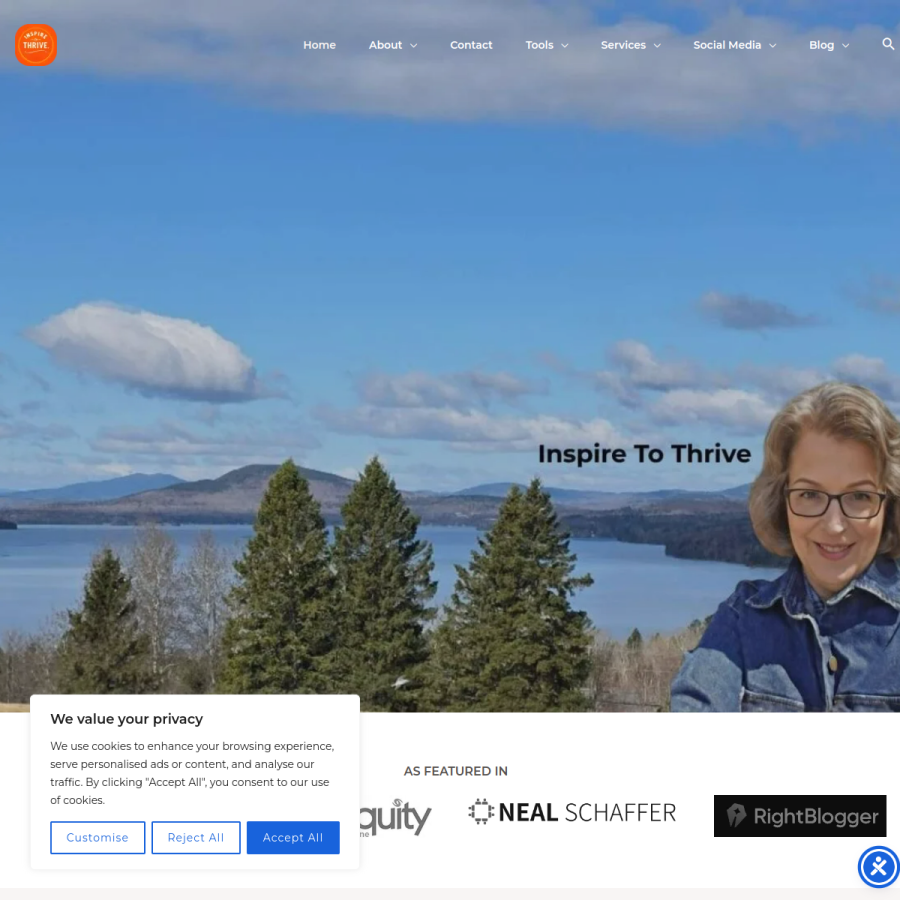 inspiretothrive.com homepage screenshot
