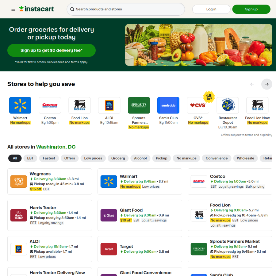 instacart.com homepage screenshot
