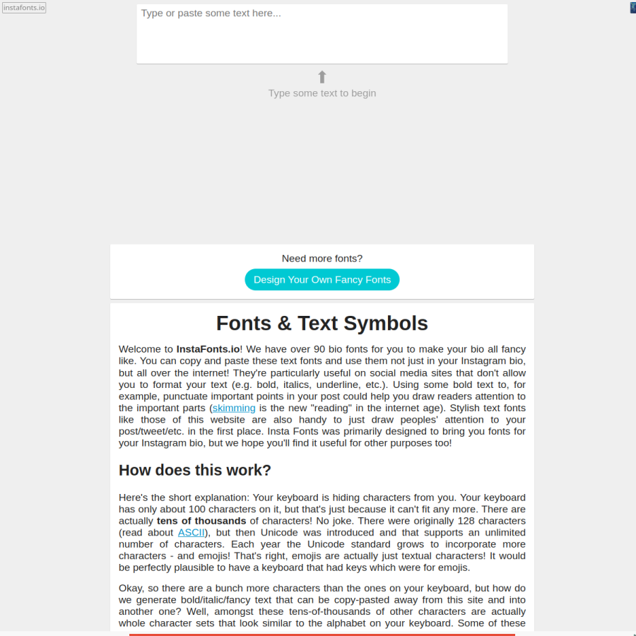 instafonts.io homepage screenshot