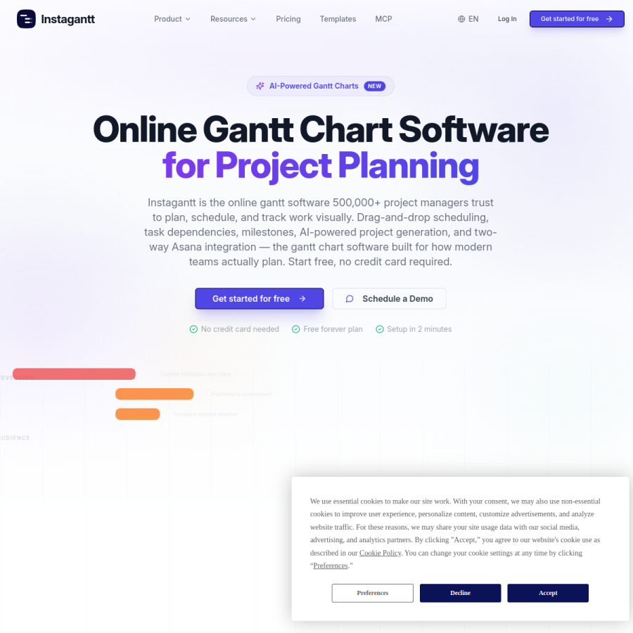 instagantt.com homepage screenshot