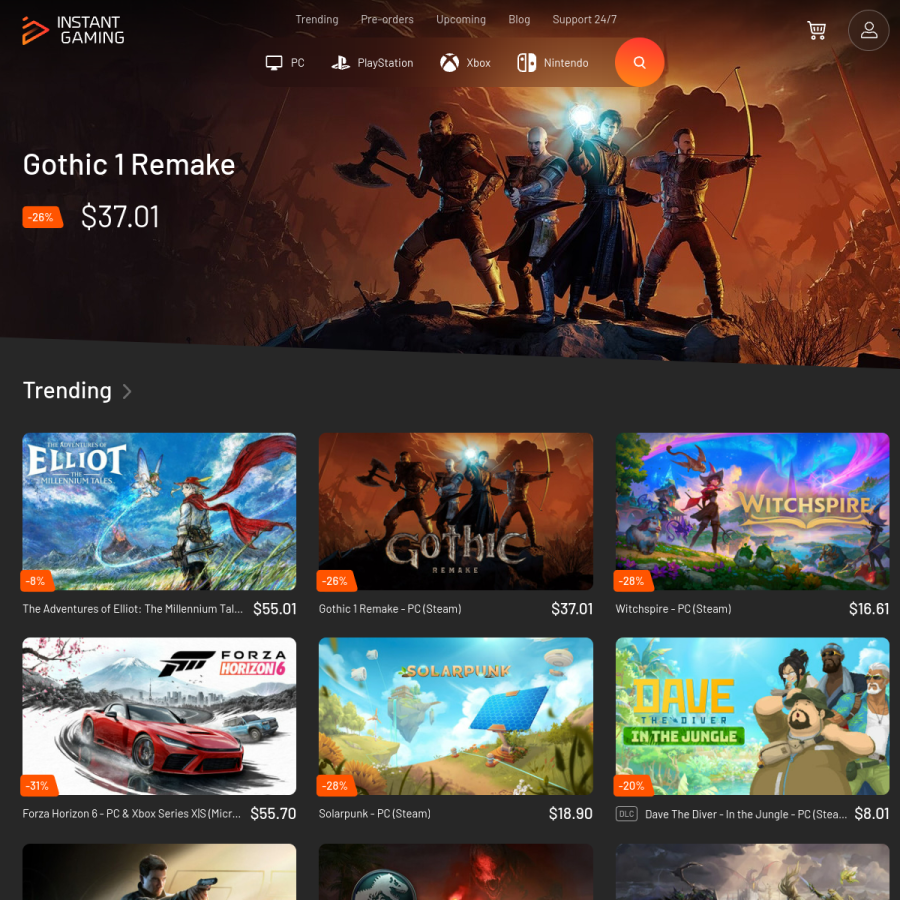 instant-gaming.com homepage screenshot