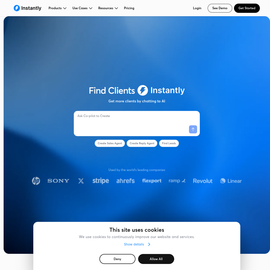 instantly.ai homepage screenshot