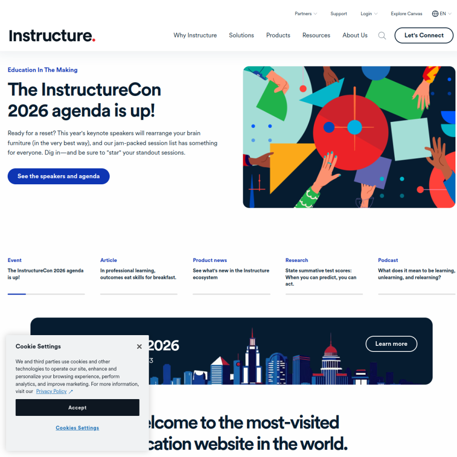 instructure.com homepage screenshot