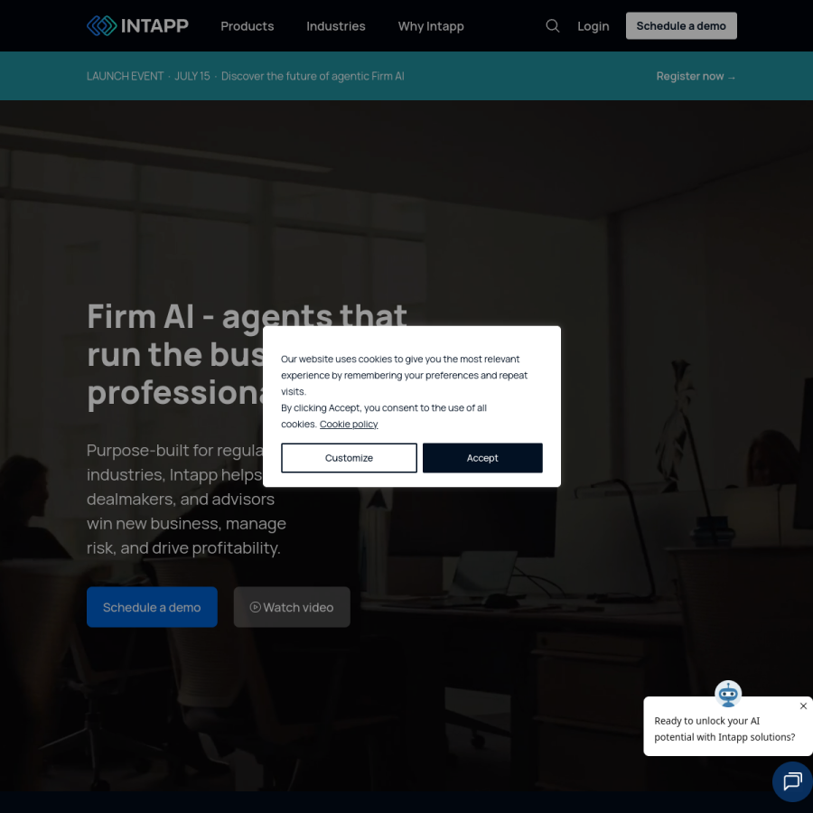 intapp.com homepage screenshot