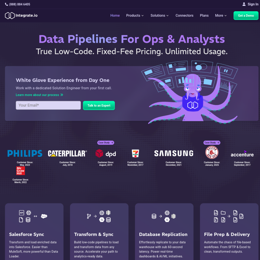 integrate.io homepage screenshot