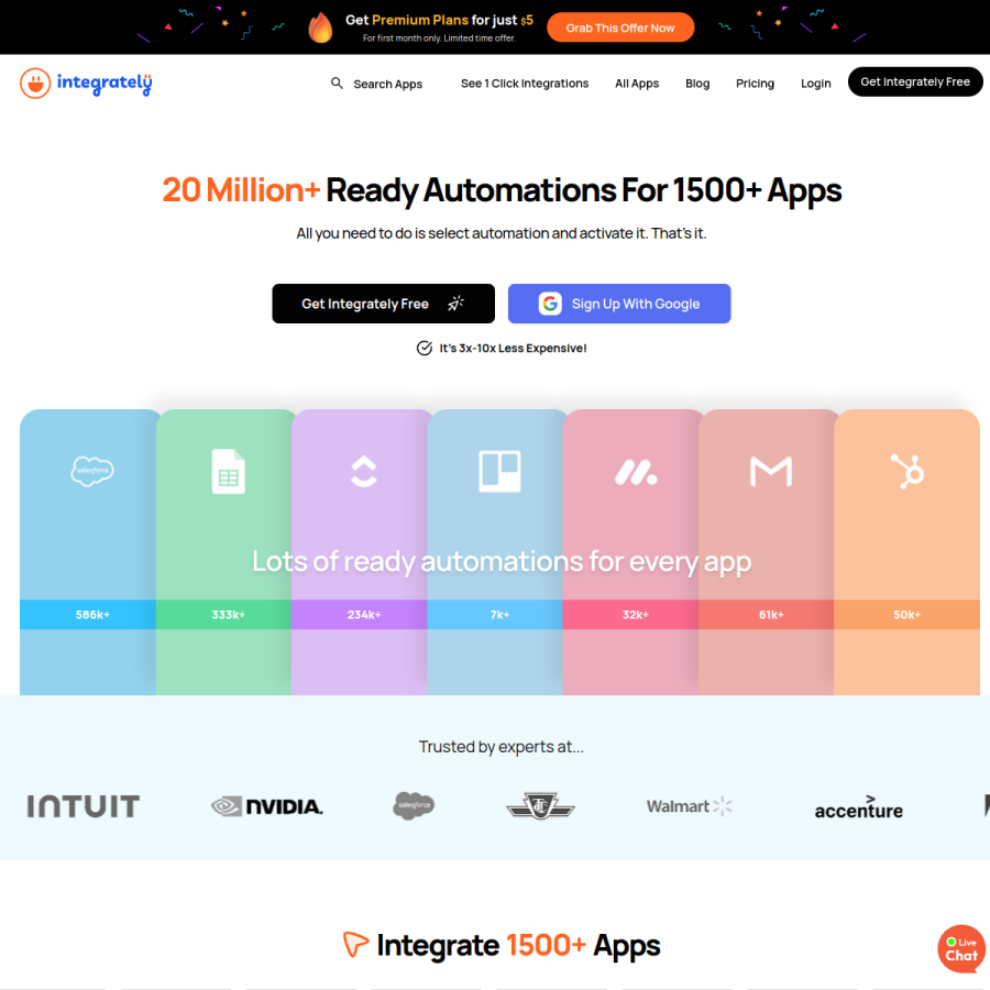 integrately.com homepage screenshot