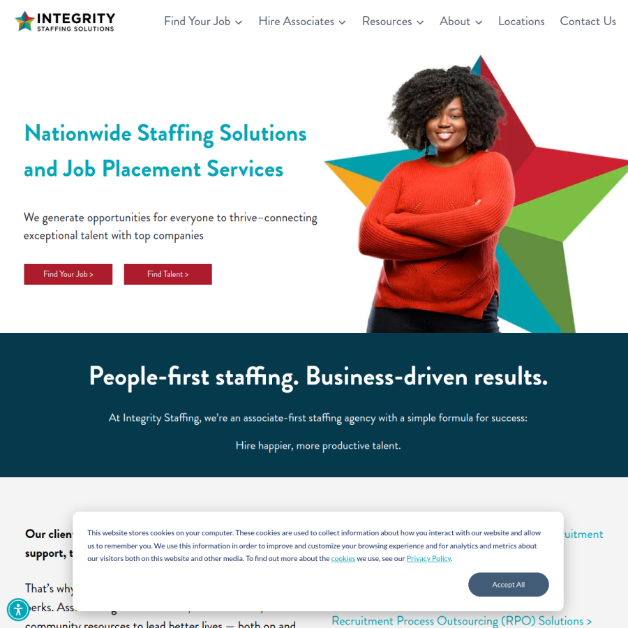 integritystaffing.com homepage screenshot