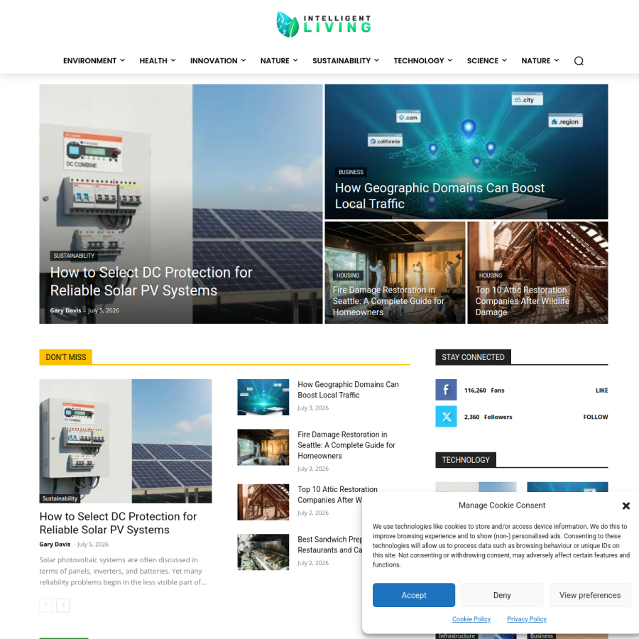 intelligentliving.co homepage screenshot