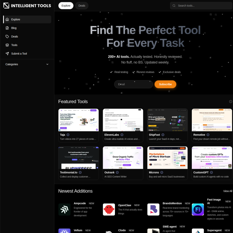 intelligenttools.co homepage screenshot