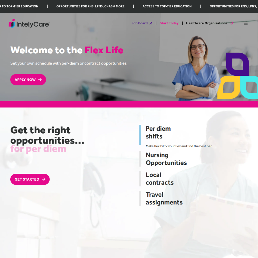 intelycare.com homepage screenshot