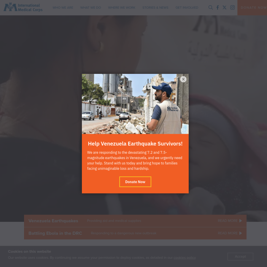 internationalmedicalcorps.org homepage screenshot